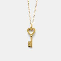 Pre Owned Tiffany & Co. 18K Rose Gold Heart Key Pendant Necklace