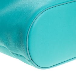 Pre Owned Tiffany & Co Aqua Green Leather Shopper Tote