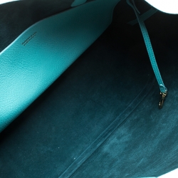 Pre Owned Tiffany & Co Aqua Green Leather Shopper Tote