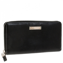 Tiffany & Co. Black Leather Zip Around Continental Wallet