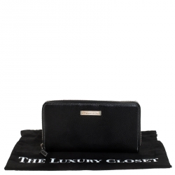 Tiffany & Co. Black Leather Zip Around Continental Wallet