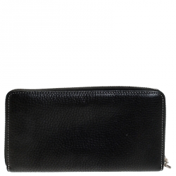 Tiffany & Co. Black Leather Zip Around Continental Wallet