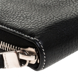 Tiffany & Co. Black Leather Zip Around Continental Wallet