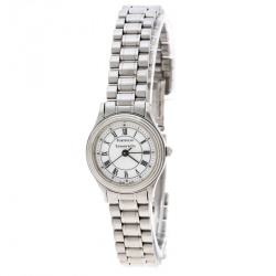 Pre Owned Tiffany & Co. White Stainless Steel Portfolio Women's Wristwatch 24 mm