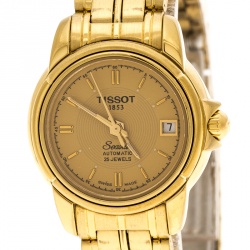 Pre Owned Tissot Gold Plated Stainless Steel Seastar A630/730 Women's Wristwatch 24 mm