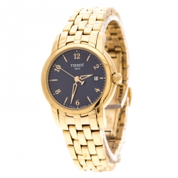 Pre Owned Tissot Blue Yellow Gold Plated Stainless Steel Ballade III Women's Wristwatch 28 mm