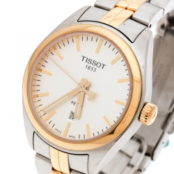Pre Owned Tissot Silver White Two-Tone Stainless Steel PR100 Women's Wristwatch 39 mm