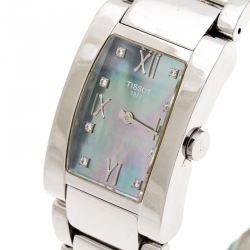 Pre Owned Tissot Purple Mother Of Pearl Stainless Steel Generosi-T T007309A Women's Wristwatch 24.50 mm
