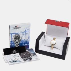 Pre Owned Tissot Mother of Pearl Two Tone Stainless Steel Flamingo T094210.22 Women's Wristwatch 30 mm