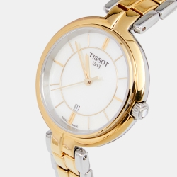Pre Owned Tissot Mother of Pearl Two Tone Stainless Steel Flamingo T094210.22 Women's Wristwatch 30 mm