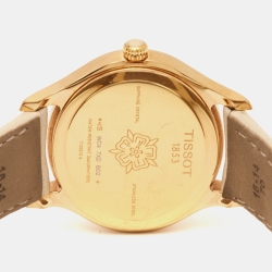 Pre Owned Tissot Mother of Pearl Rose Gold Plated Stainless Steel Leather Bella Ora T103.310.36.111.00 Women's Wristwatch 32 mm