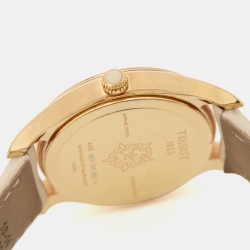 Pre Owned Tissot Mother of Pearl Rose Gold Plated Stainless Steel Leather Bella Ora T103.310.36.111.00 Women's Wristwatch 32 mm