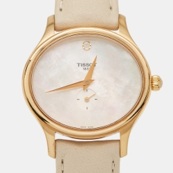 Pre Owned Tissot Mother of Pearl Rose Gold Plated Stainless Steel Leather Bella Ora T103.310.36.111.00 Women's Wristwatch 32 mm