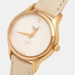 Pre Owned Tissot Mother of Pearl Rose Gold Plated Stainless Steel Leather Bella Ora T103.310.36.111.00 Women's Wristwatch 32 mm