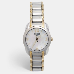 Tissot Mother of Pearl Two Tone Stainless Steel T-Wave T023210A Women's Wristwatch 28 mm