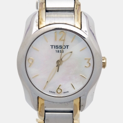 Tissot Mother of Pearl Two Tone Stainless Steel T-Wave T023210A Women's Wristwatch 28 mm