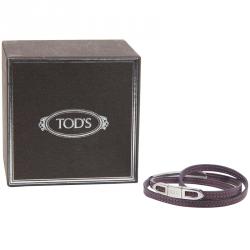 Tod's Lilac Leather Triple Wrap Bracelet