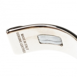 Tod's White Leather Gold Tone Open Cuff Bracelet