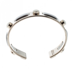 Tod's White Leather Gold Tone Open Cuff Bracelet