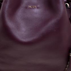 Pre Owned Tod's Burgundy Laser Cut Leather Medium Flower Tote