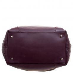 Pre Owned Tod's Burgundy Laser Cut Leather Medium Flower Tote