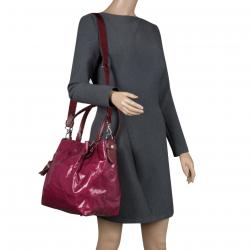 Pre Owned حقيبة تودز كانفاس مورد عنابي مقوى