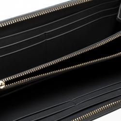 Tod's Black Leather Zip Around Rabbit Continental Wallet