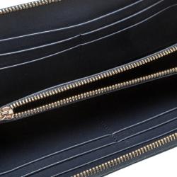 Pre Owned Tod's Navy Blue Leather Zip Around Studded Continental Wallet