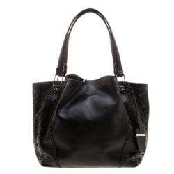 Pre Owned Tod's Black Leather Shopping Zip Tote