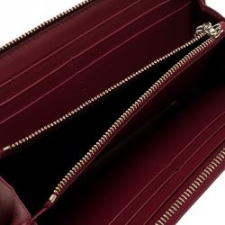 Tod's Carmine Red Patent Leather Zip Around Continental Wallet