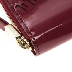 Tod's Carmine Red Patent Leather Zip Around Continental Wallet