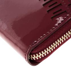 Tod's Carmine Red Patent Leather Zip Around Continental Wallet
