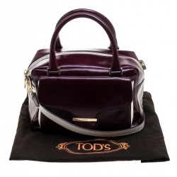 مملوكة مسبقًا Tod's Burgundy Glossy Leather Small Military Bowler Bag