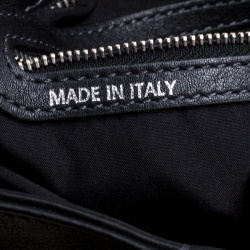 Pre Owned Tod's Black Leather Small Flower Studded Shopper Tote