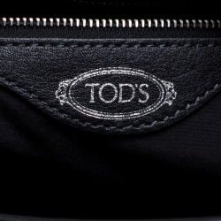 Pre Owned Tod's Black Leather Small Flower Studded Shopper Tote