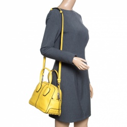 Tod's Yellow Leather Mini Nuovo Miky Top Handle Bag 