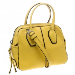 Tod's Yellow Leather Mini Nuovo Miky Top Handle Bag 