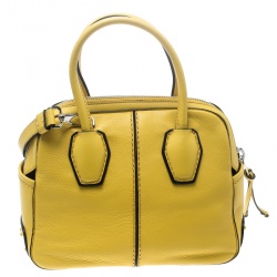 Tod's Yellow Leather Mini Nuovo Miky Top Handle Bag 