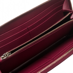 Tod's Fuchsia Leather Zip Around Continental Wallet