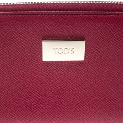 Tod's Fuchsia Leather Zip Around Continental Wallet