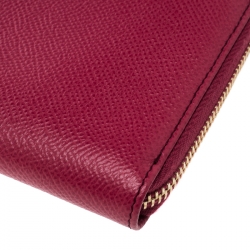 Tod's Fuchsia Leather Zip Around Continental Wallet
