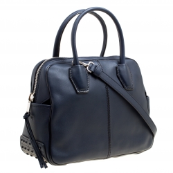 Tod's Navy Blue Leather Top Handle Bag