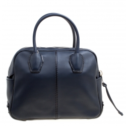 Tod's Navy Blue Leather Top Handle Bag