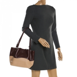 مملوكة مسبقًا حقيبة شوبر تودز فلاور جلد صغيرة بيج /عنابي