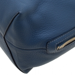 Tod's Teal Blue Pebbled Leather Zip Tote