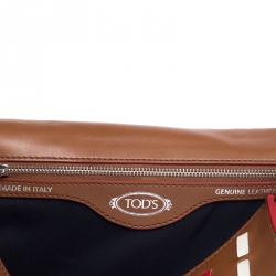 Tod's Tan Leather Double T Top Handle Bag