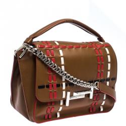 Tod's Tan Leather Double T Top Handle Bag