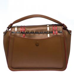 Tod's Tan Leather Double T Top Handle Bag