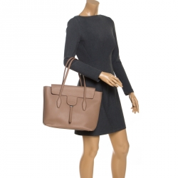 Pre Owned Tod's Beige  Leather Joy Medium Tote 