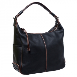 Pre Owned Tod's Black Leather Medium Miky Hobo